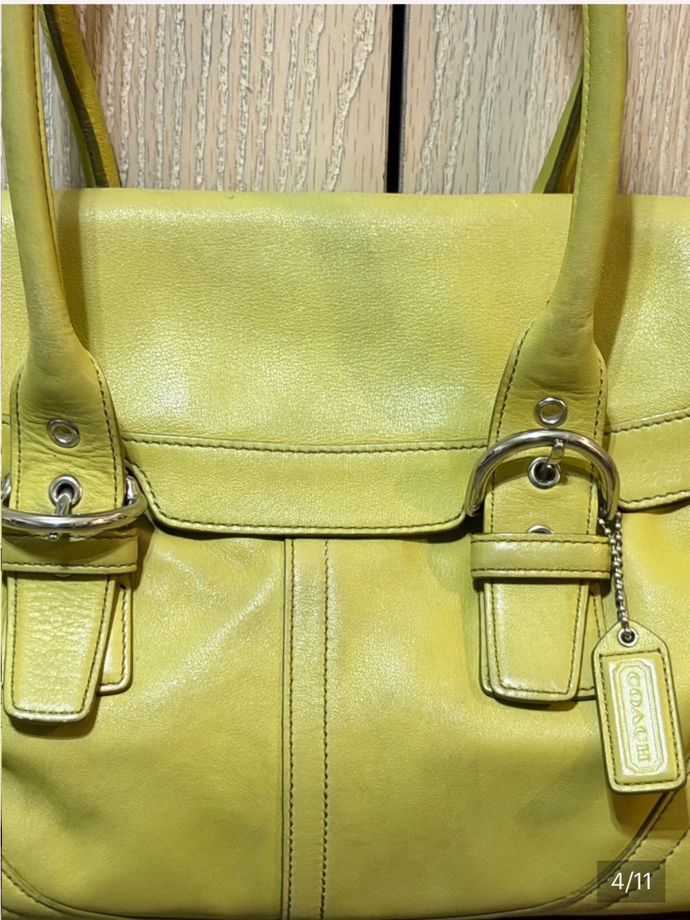 Coach Citrus Yellow Leather Shoulder Bag - Picture 5 of 12